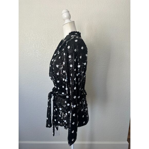 House of Harlow 1960 x Revolve Otto Blazer in Black White Polka Dots Sequins S - Picture 6 of 12
